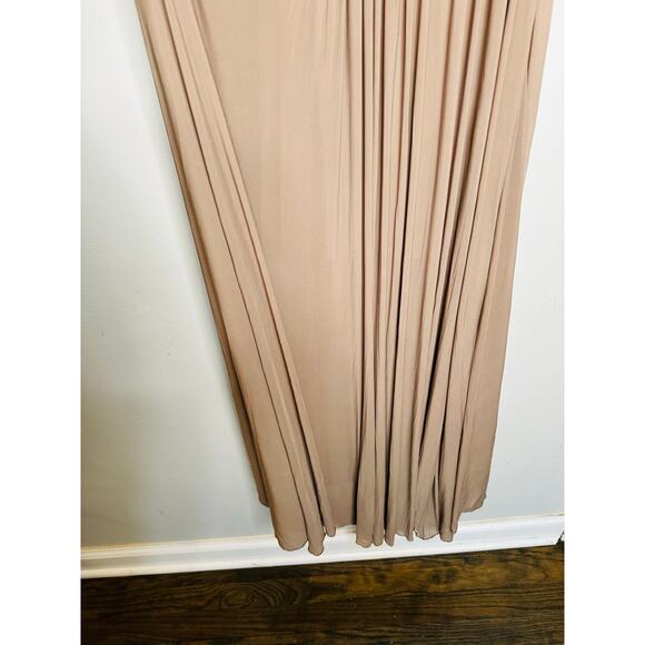 RONNY KOBO Brown Tan One Shoulder Neckline Pleated Bodice Killian Gown Size M - Picture 12 of 15